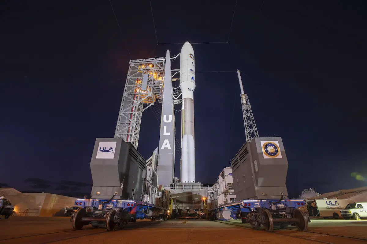 Photos Atlas 5 rolls to launch pad with new solid rocket boosters